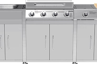 Cabinologist Texas Premium Outdoor Kitchen - 4 Burner Gas BBQ Grill with Side Burner - Stainless Steel